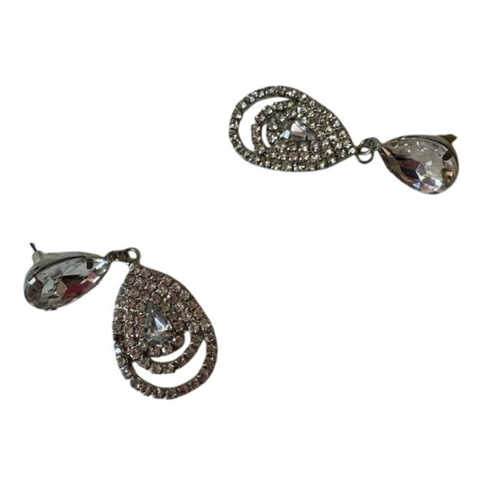 Vintage Crystal Teardrop Dangle Earrings